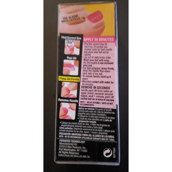 Kiss ImPress Press-On Pedicure 24 Toe Nails "iCandy" (French\White) NEW! - Picture 3 of 3